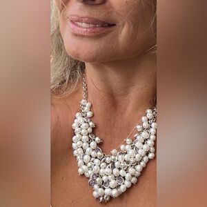 Elegant White River Pearl and Lilac Alexandrite Stone Necklaces